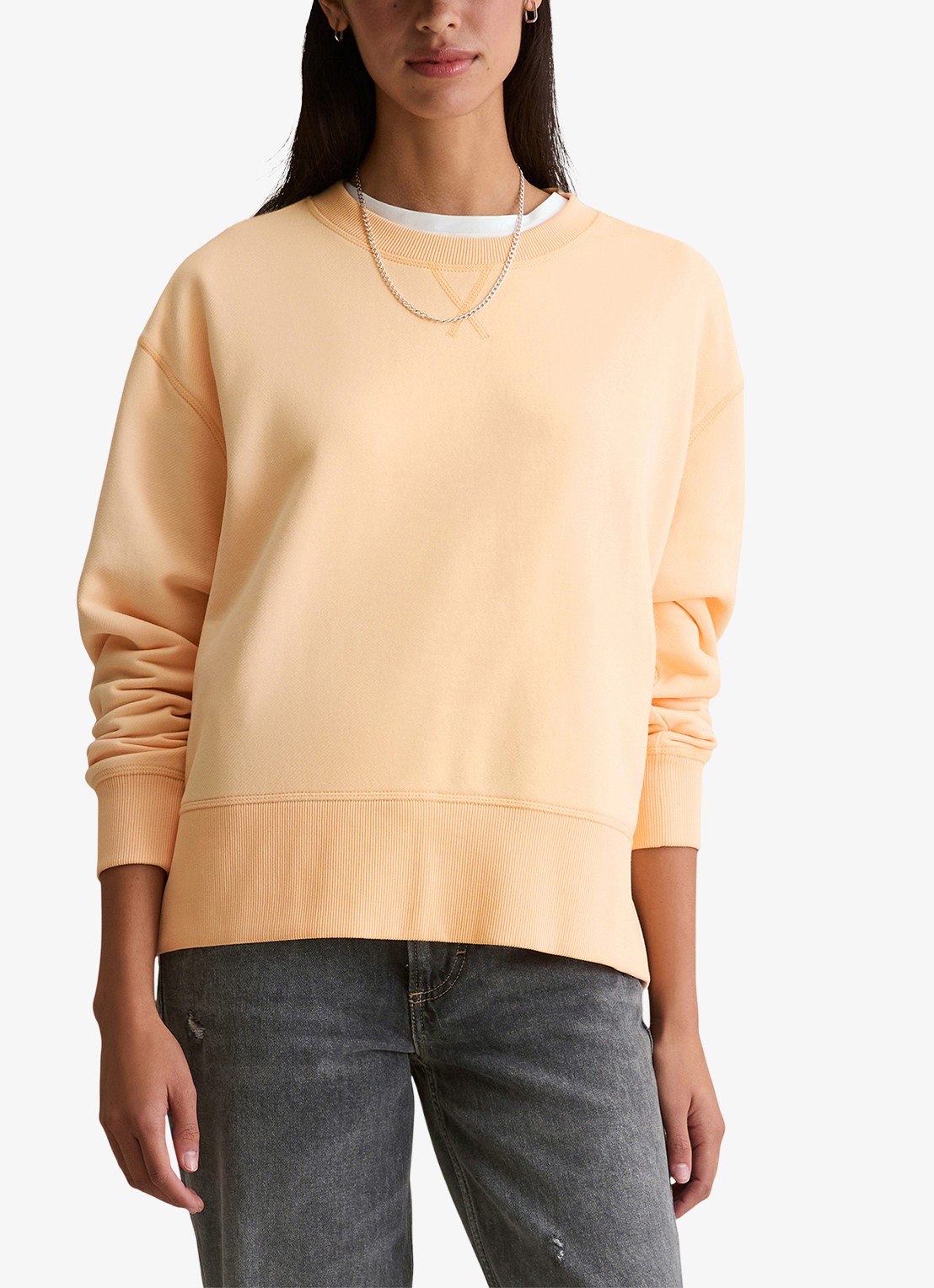 Marc O'Polo Denim Sweater met ronde hals - detail 3 lichtoranje