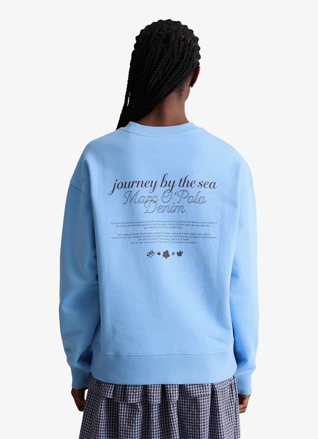 Marc O'Polo Denim Sweatershirt van katoen met logo en backprint - achterkant 3 medium blue 4840-4840 / blauw