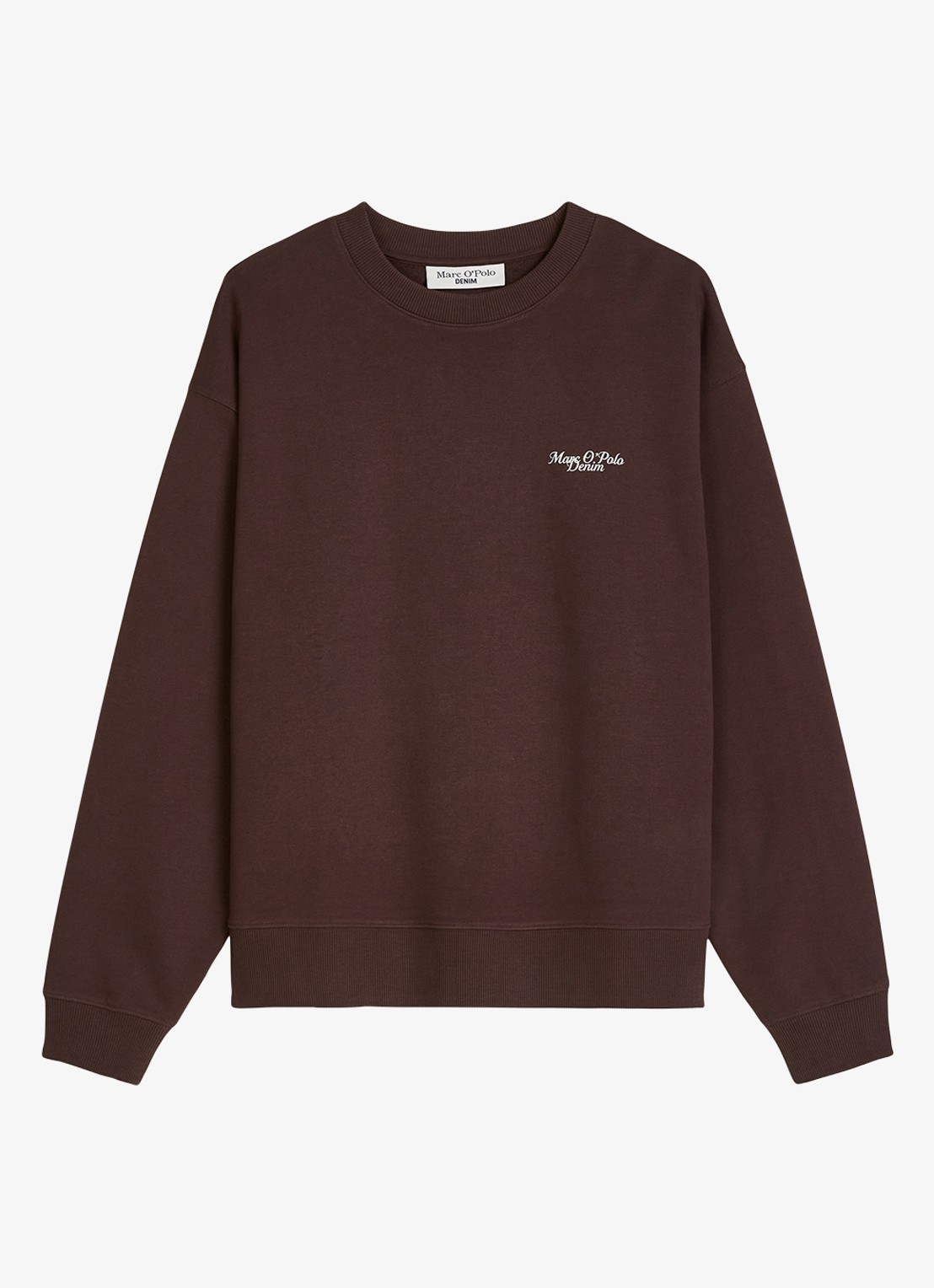 Marc O'Polo Denim Sweatershirt van katoen met logo en backprint - voorkant 4 burnt aubergine-6929 / paars