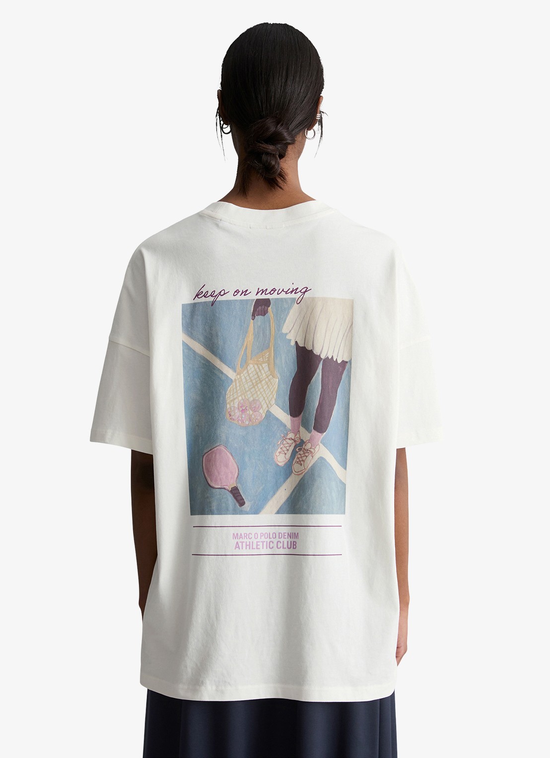 Marc O'Polo Denim T-shirt met logo- en backprint - achterkant silky white/1183