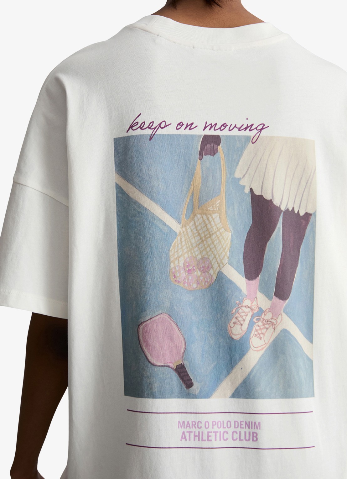 Marc O'Polo Denim T-shirt met logo- en backprint - detail 3 silky white/1183