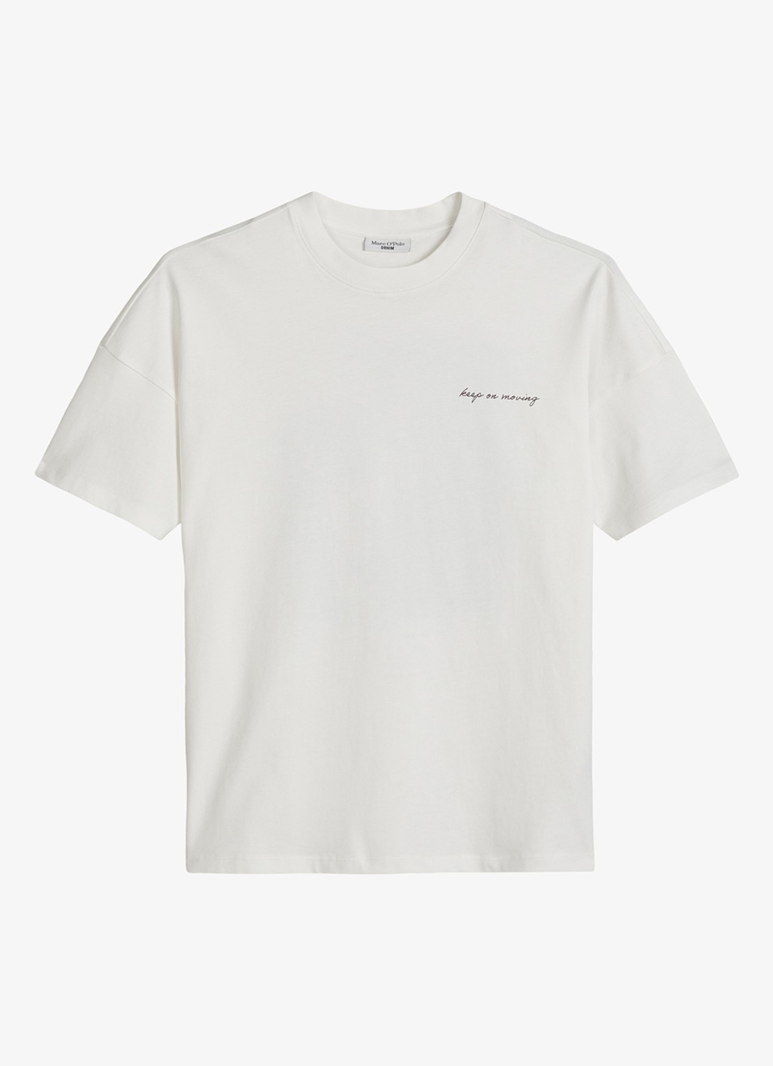 Marc O'Polo Denim T-shirt met logo- en backprint - voorkant 4 silky white/1183