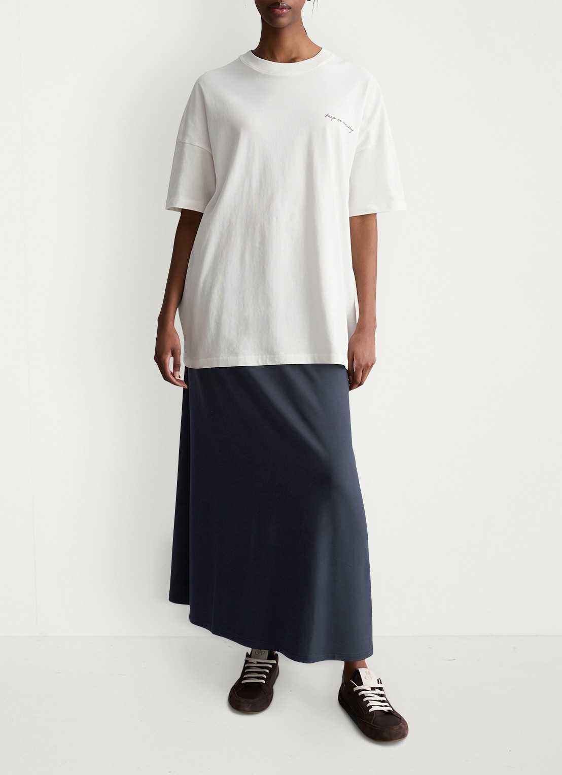 Marc O'Polo Denim T-shirt met logo- en backprint - voorkant 5 silky white/1183
