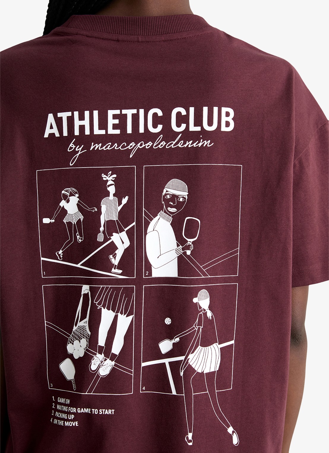 Marc O'Polo Denim T-shirt met logo- en backprint - detail 2 merlot red/6932