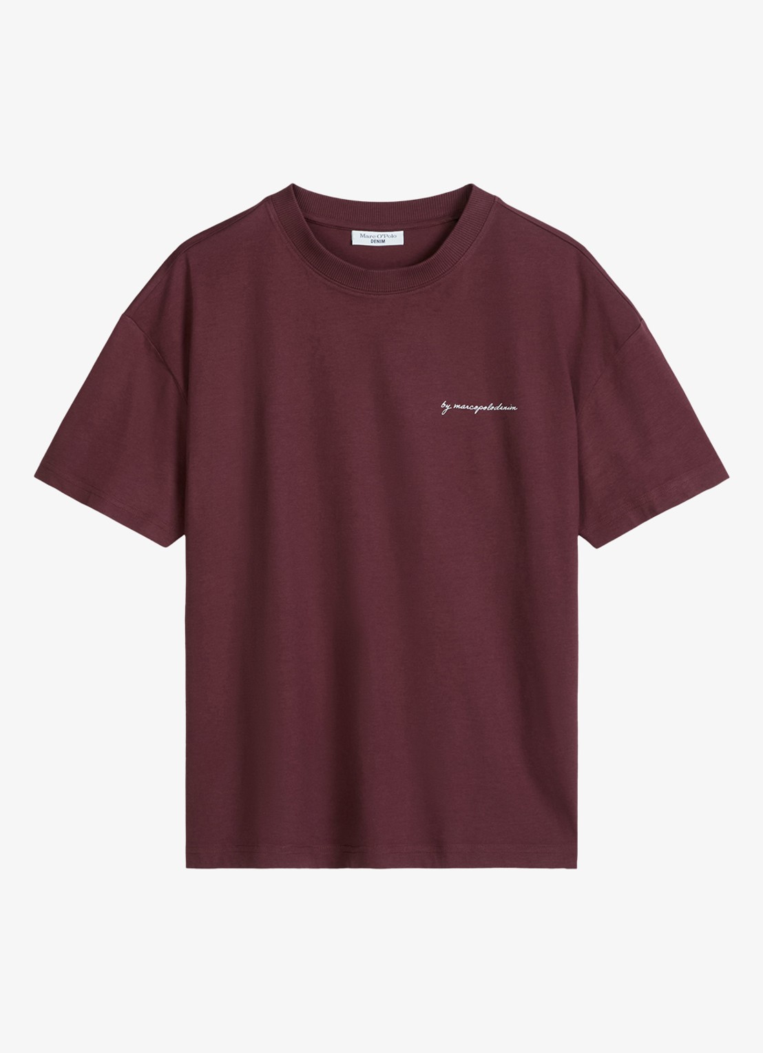 Marc O'Polo Denim T-shirt met logo- en backprint - voorkant 4 merlot red/6932