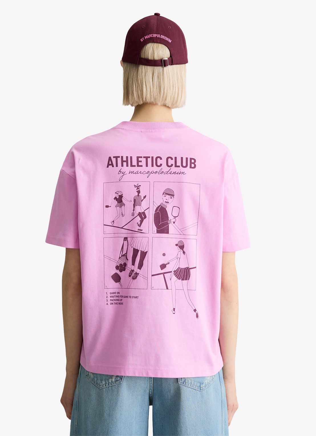 Marc O'Polo Denim T-shirt met logo- en backprint - achterkant 5 pale bubblegum/8205