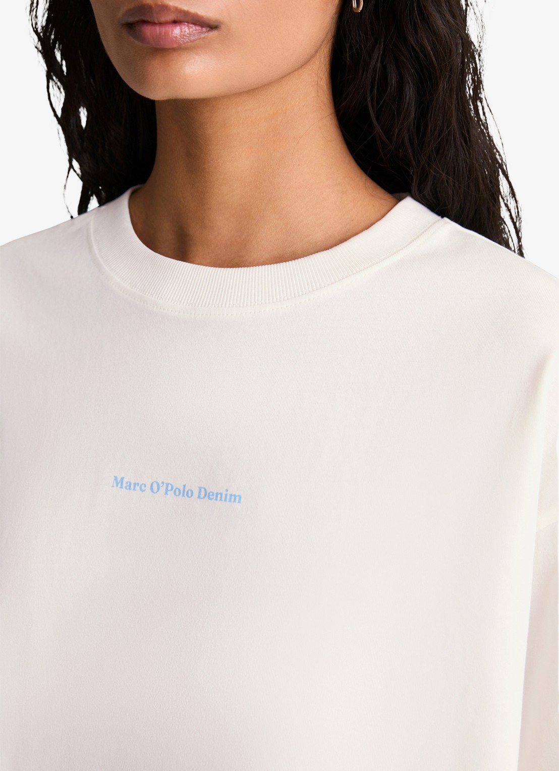 Marc O'Polo Denim T-shirt met logo- en backprint - detail 3 blauw
