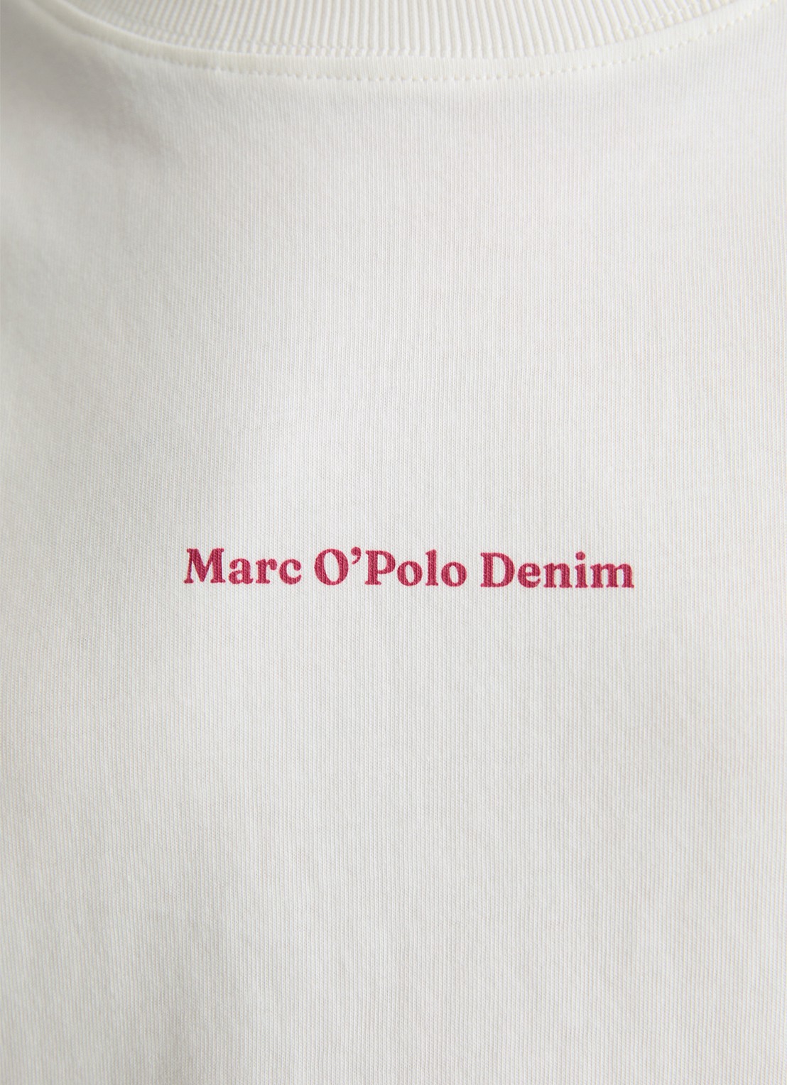 Marc O'Polo Denim T-shirt met logo- en backprint - detail 3 donkerrood