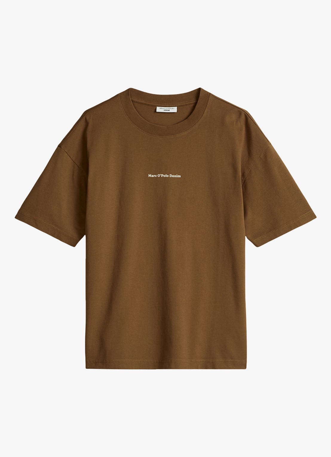 Marc O'Polo Denim T-shirt met logo- en backprint - voorkant bruin