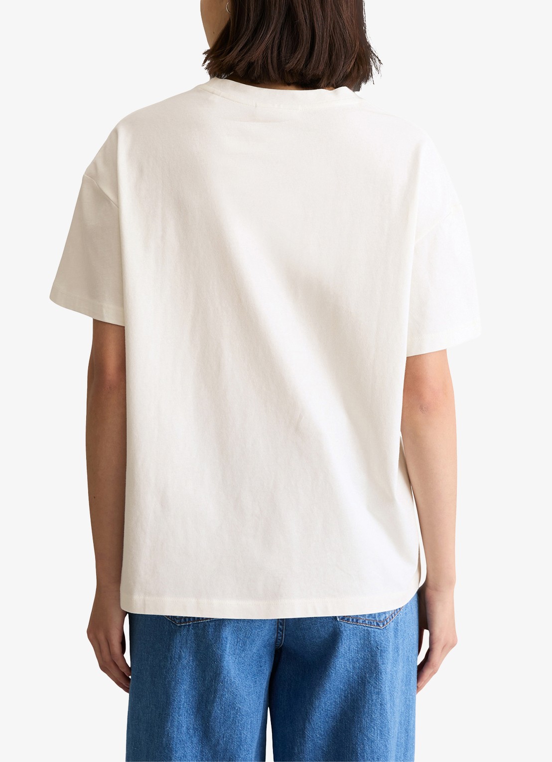 Marc O'Polo Denim T-shirt met logo en ronde hals  - achterkant 5 wit