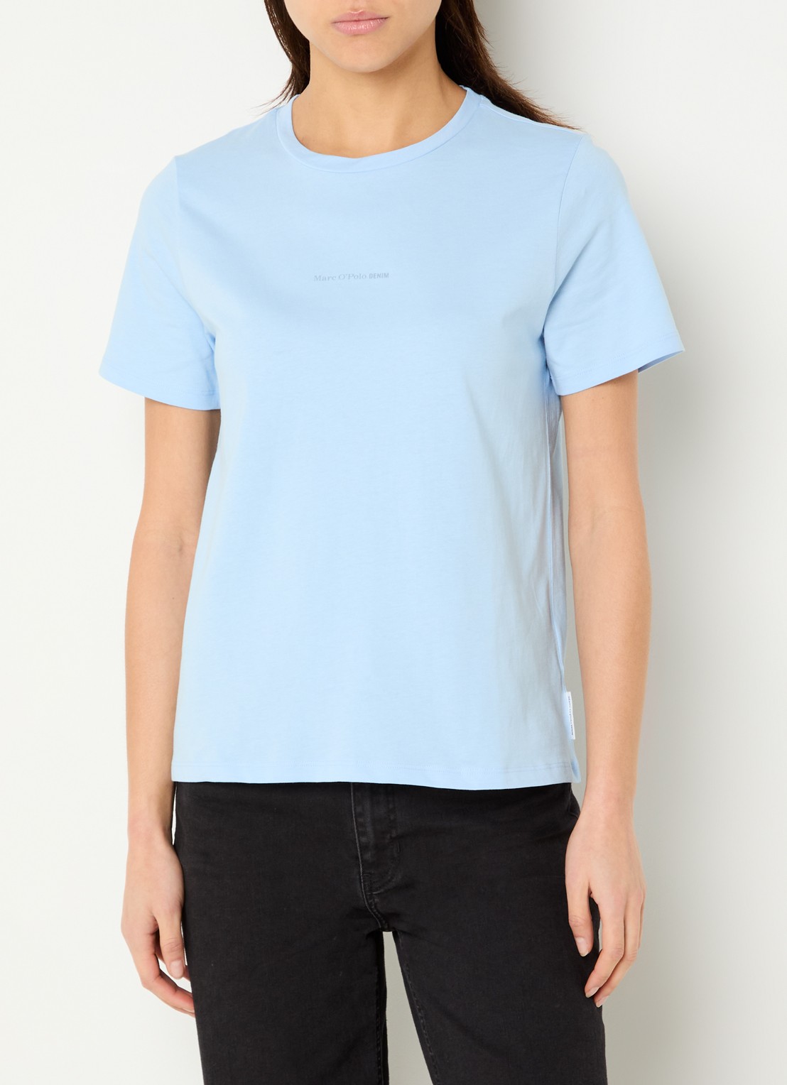Marc O'Polo Denim T-shirt met logo - detail 4 donkerblauw