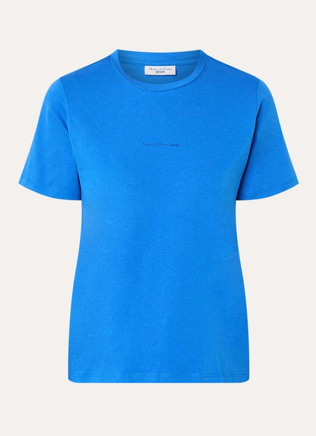 Marc O'Polo Denim T-shirt met logo - voorkant 2 kobaltblauw