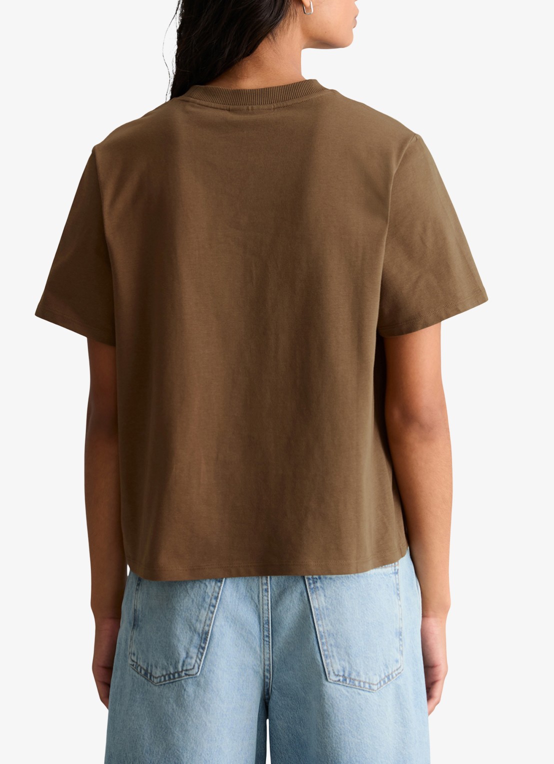 Marc O'Polo Denim T-shirt met logo - achterkant umbra brown-1624 / bruin