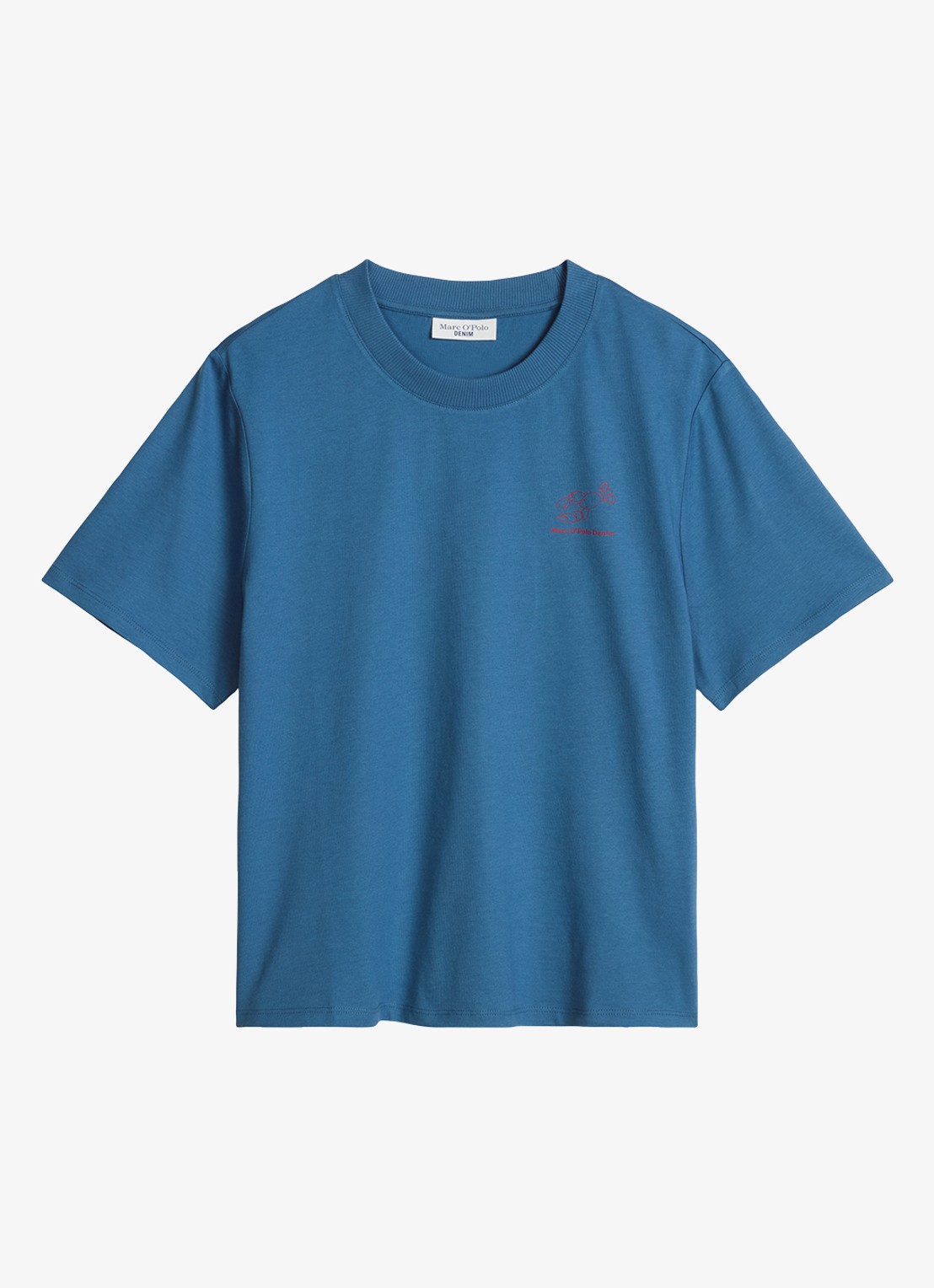 Marc O'Polo Denim T-shirt met logo - voorkant 3 medium blue 4671-4671 / blauw