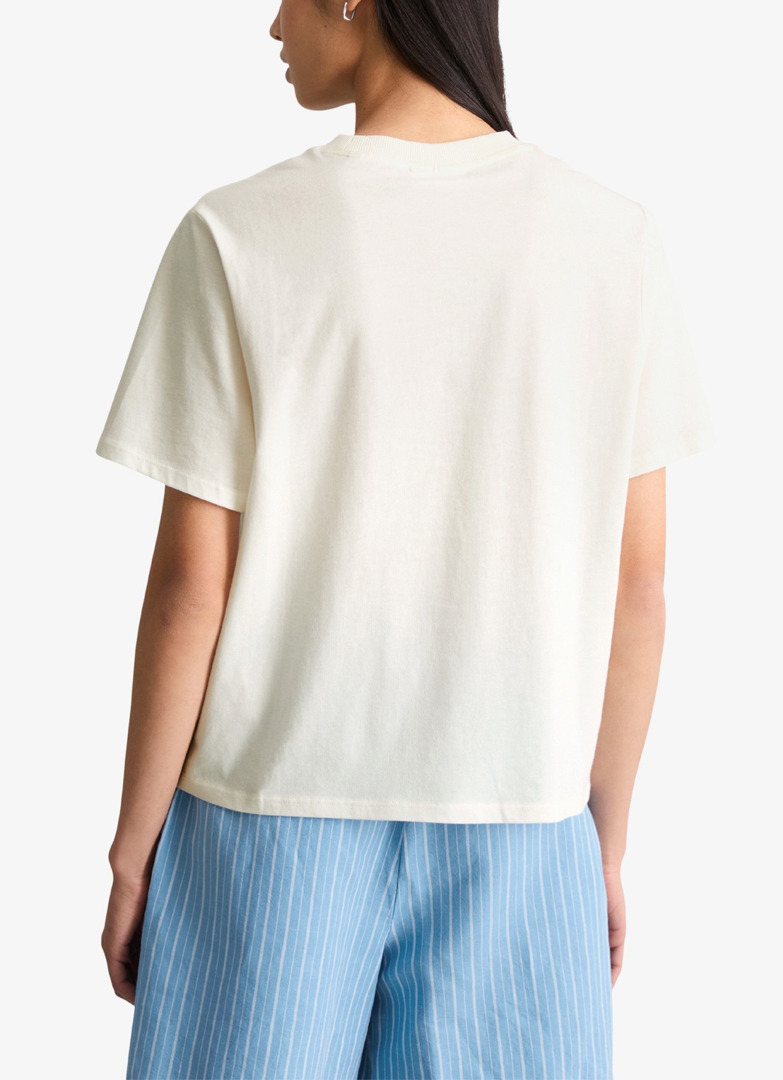 Marc O'Polo Denim T-shirt met logo - achterkant 3 silky white-1183 / wit