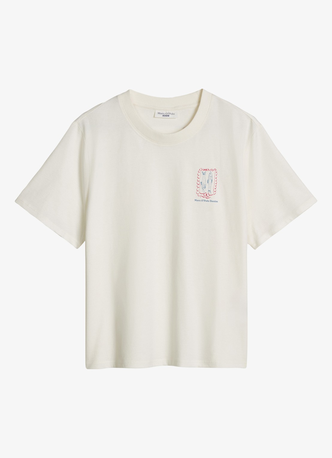 Marc O'Polo Denim T-shirt met logo - voorkant silky white-1183 / wit