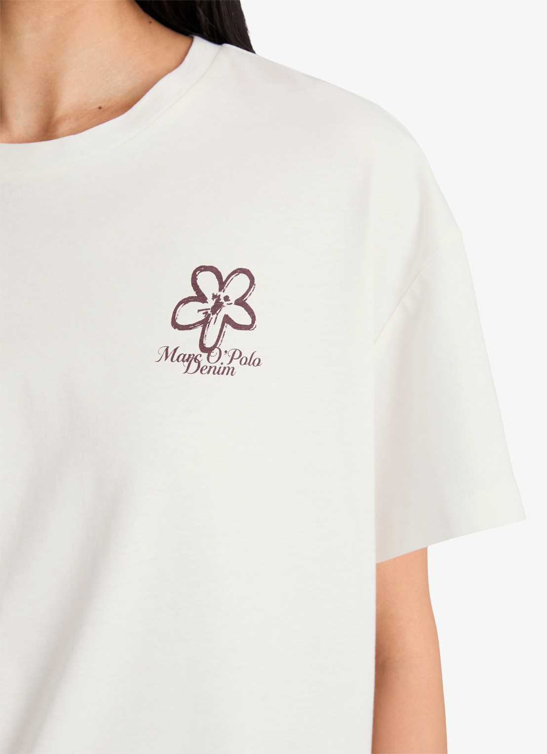 Marc O'Polo Denim T-shirt met logo - detail 4 silky white-1183 / wit
