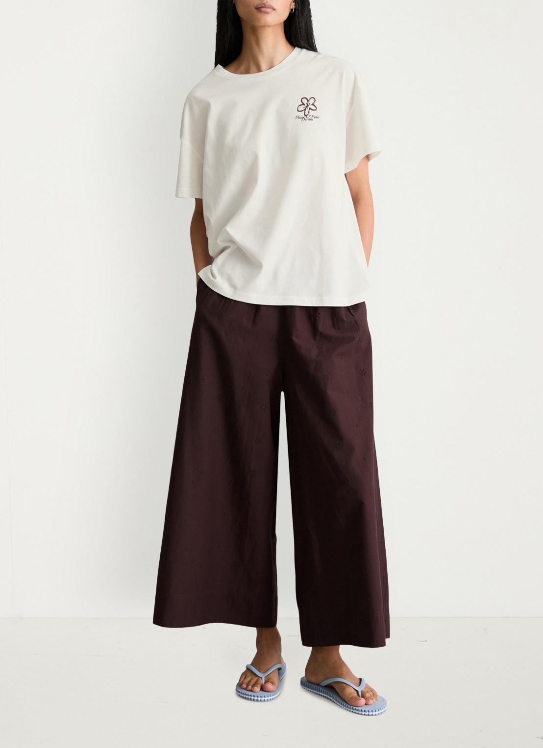 Marc O'Polo Denim T-shirt met logo - voorkant 2 silky white-1183 / wit