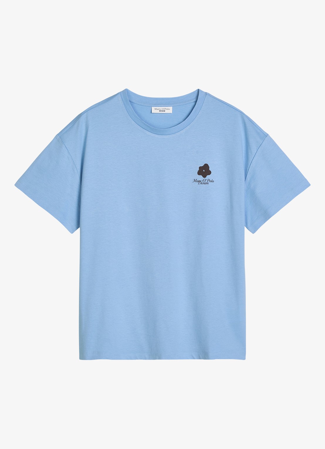Marc O'Polo Denim T-shirt met logo - voorkant 4 medium blue 4840-4840 / blauw