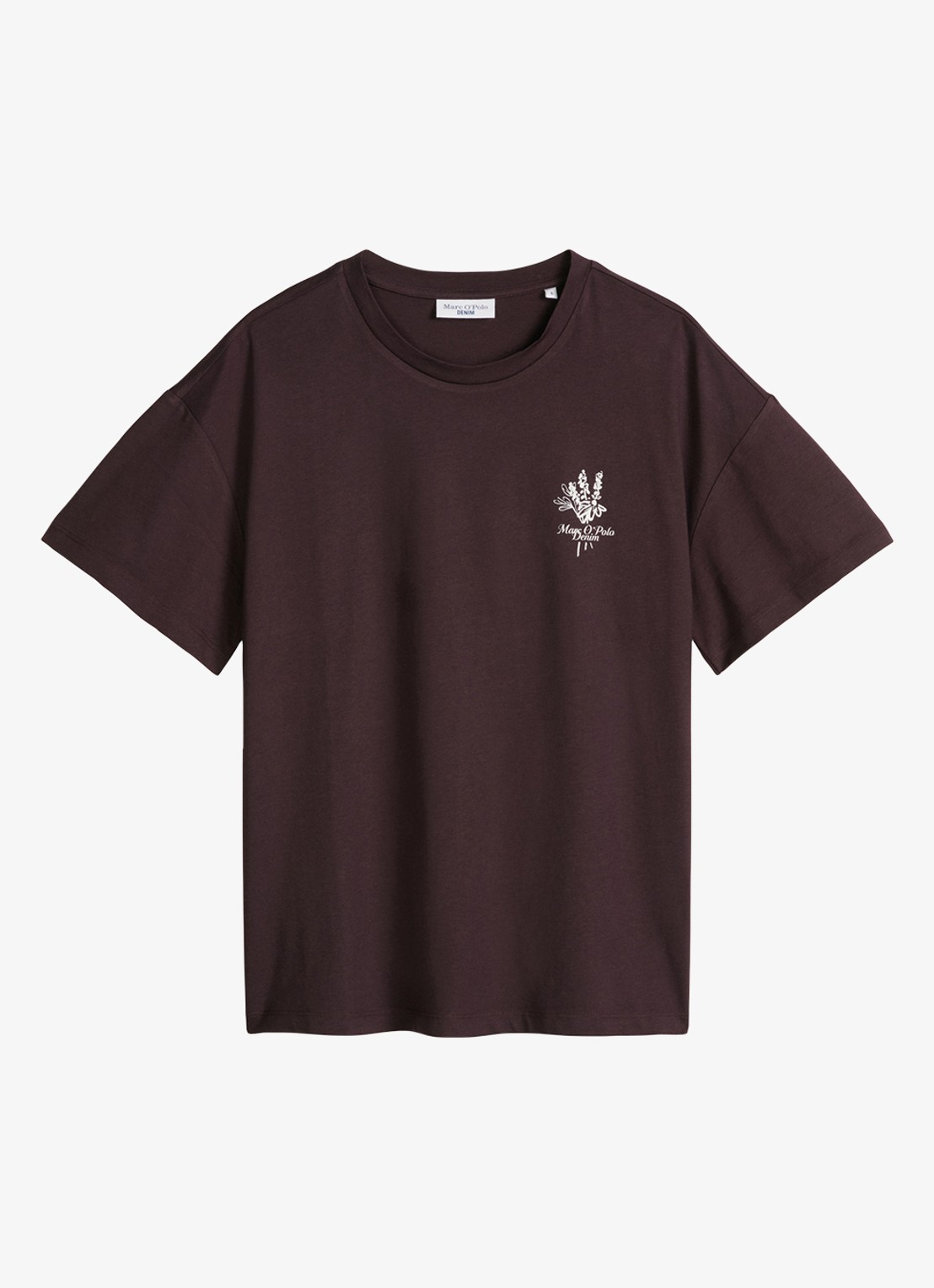 Marc O'Polo Denim T-shirt met logo - voorkant 4 burnt aubergine-6929 / paars