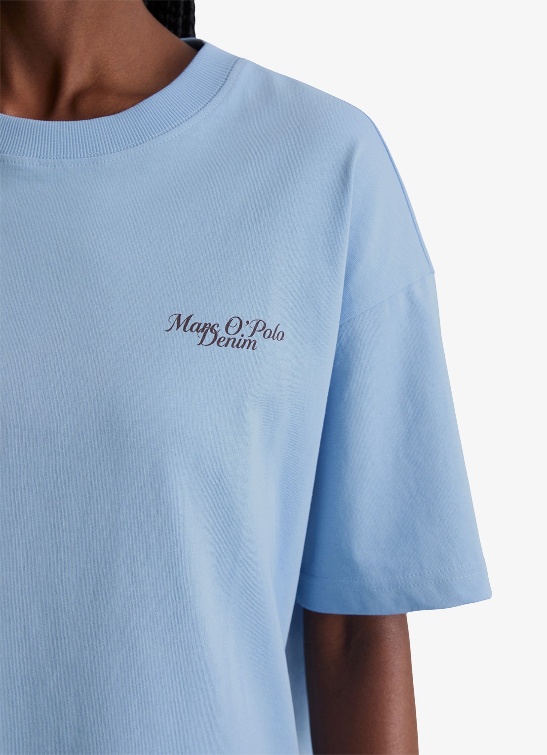 Marc O'Polo Denim T-shirt met logo - detail 3 medium blue 4840-4840 / blauw
