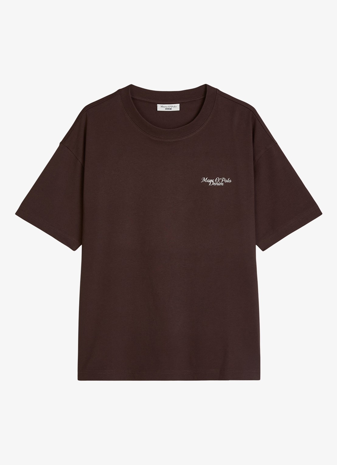 Marc O'Polo Denim T-shirt met logo - voorkant 4 burnt aubergine-6929 / paars