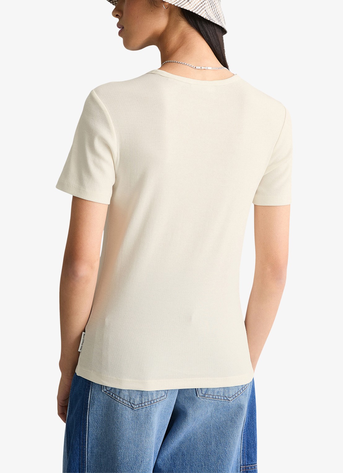 Marc O'Polo Denim T-shirt met ronde hals - achterkant creme