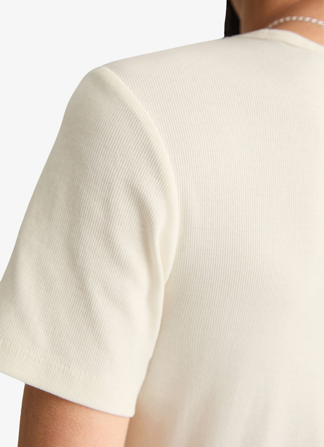 Marc O'Polo Denim T-shirt met ronde hals - detail 3 creme
