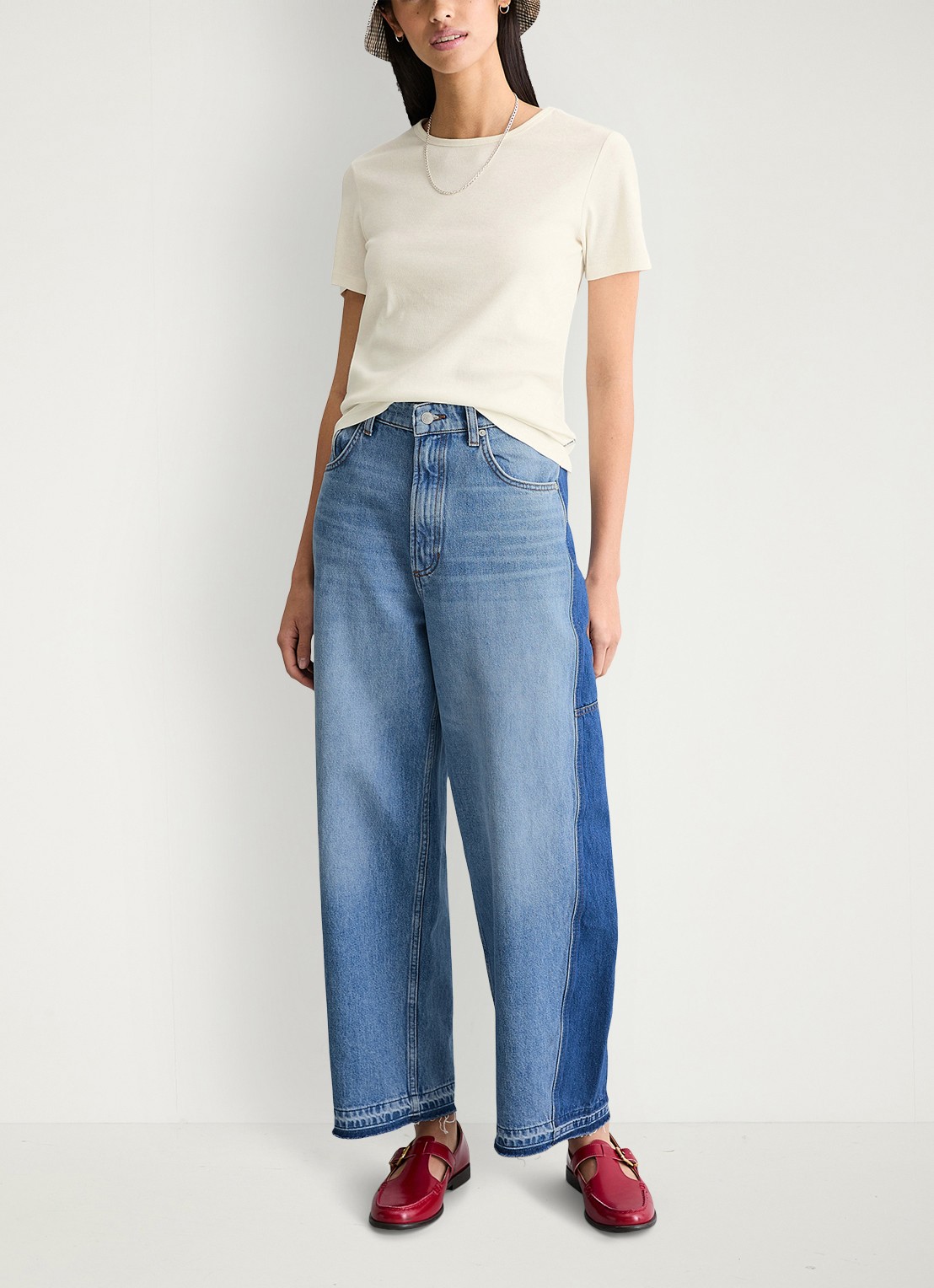 Marc O'Polo Denim T-shirt met ronde hals - voorkant 5 creme
