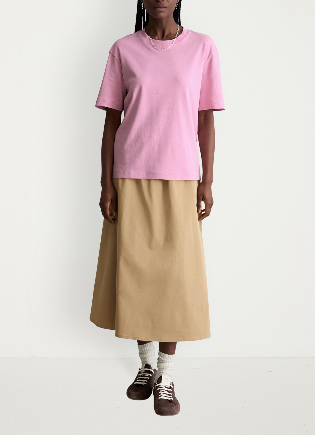 Marc O'Polo Denim T-shirt met ronde hals - voorkant 2 pale bubblegum/8205