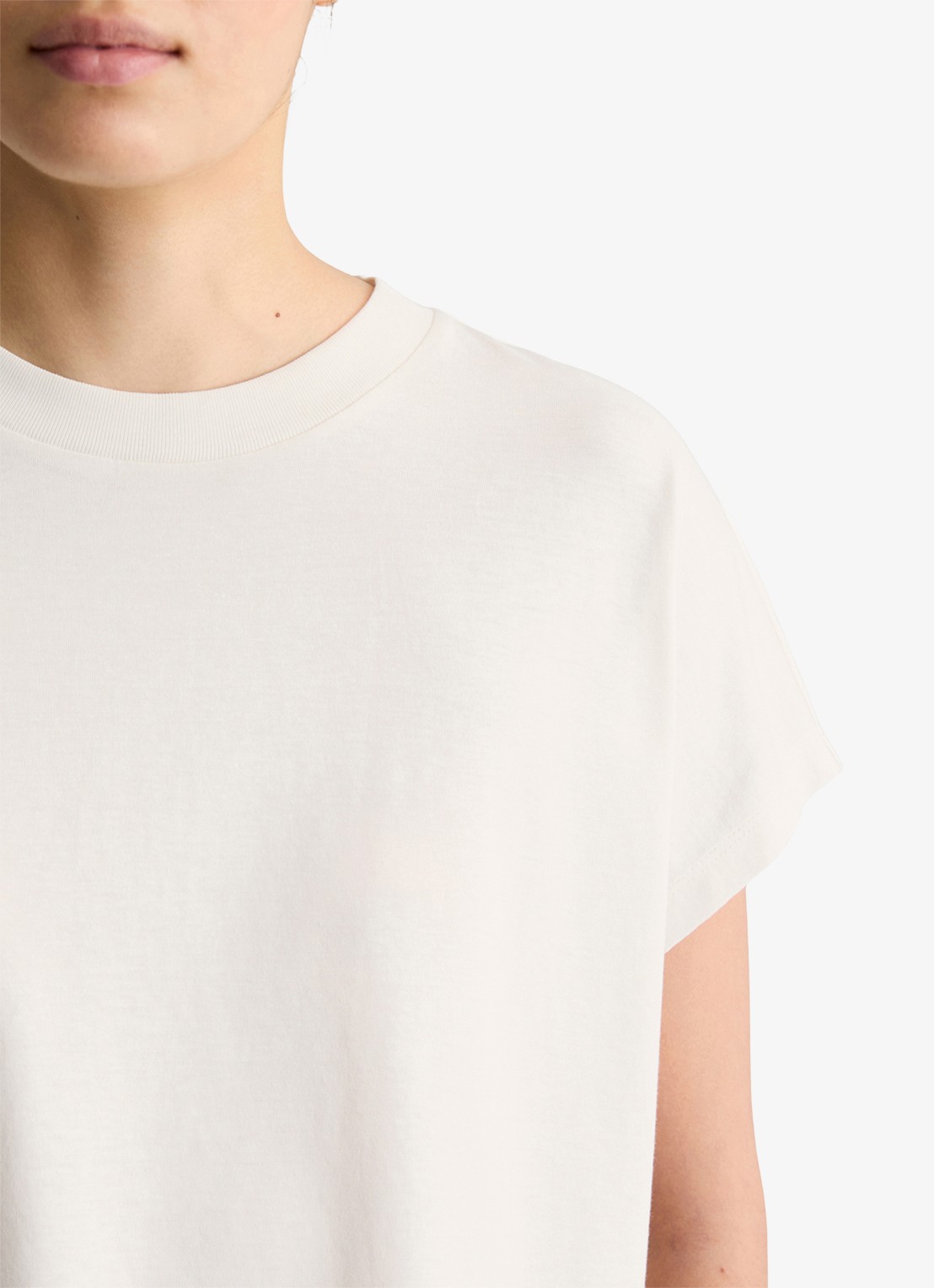 Marc O'Polo Denim T-shirt met ronde hals - detail 3 silky white-1183 / wit