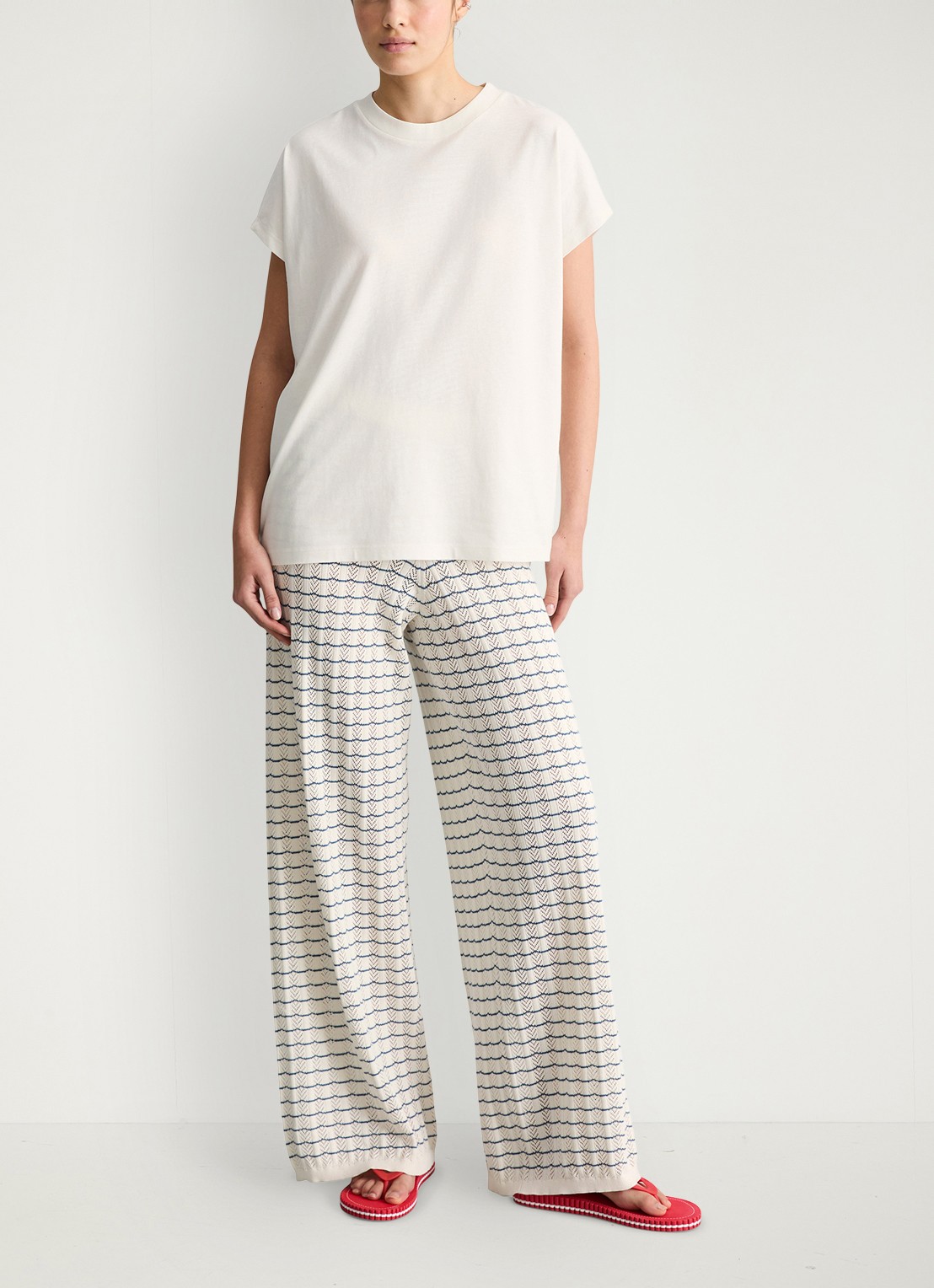 Marc O'Polo Denim T-shirt met ronde hals - voorkant 5 silky white-1183 / wit