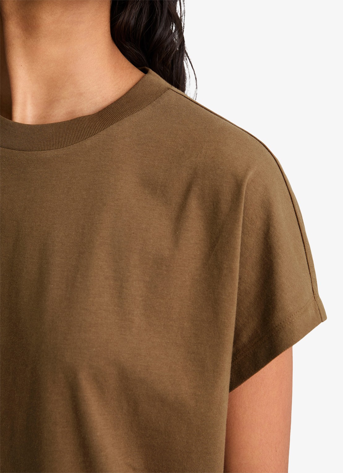 Marc O'Polo Denim T-shirt met ronde hals - detail 5 umbra brown-1624 / bruin