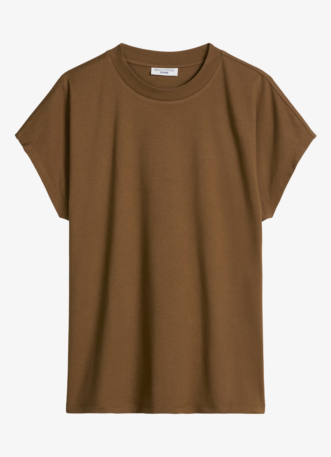 Marc O'Polo Denim T-shirt met ronde hals - voorkant 2 umbra brown-1624 / bruin