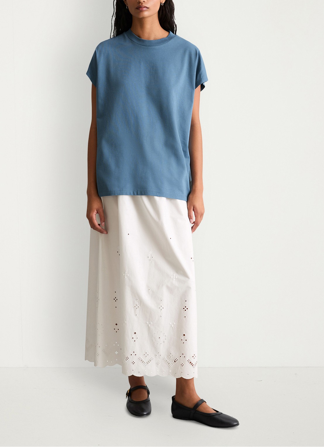 Marc O'Polo Denim T-shirt met ronde hals - voorkant 5 medium blue 4671-4671 / blauw