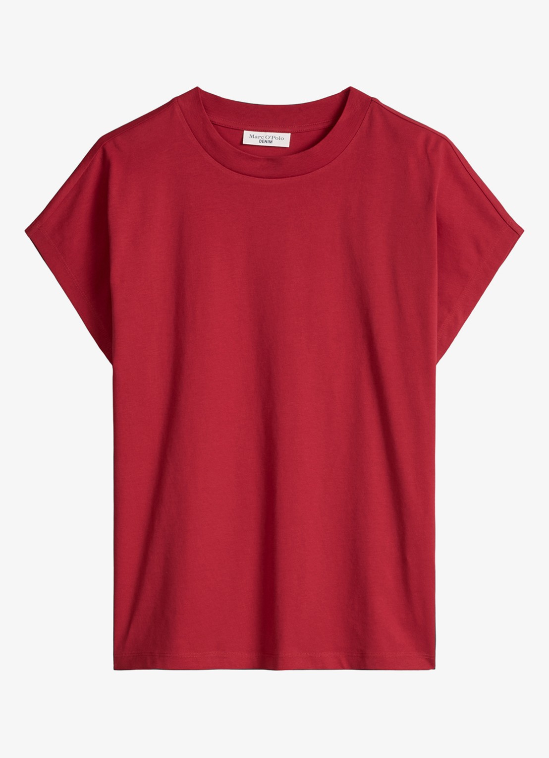 Marc O'Polo Denim T-shirt met ronde hals - voorkant 4 vivid cherry-6882 / rood