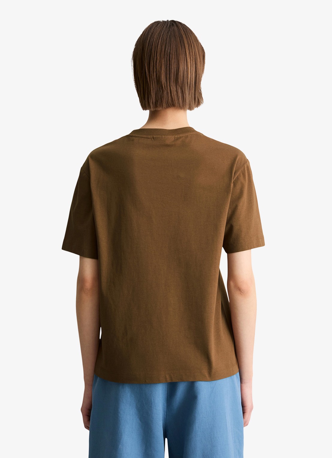 Marc O'Polo Denim T-shirt met ronde hals - achterkant 5 umbra brown-1624 / bruin