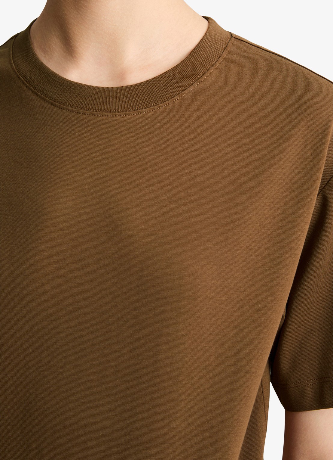 Marc O'Polo Denim T-shirt met ronde hals - detail 2 umbra brown-1624 / bruin