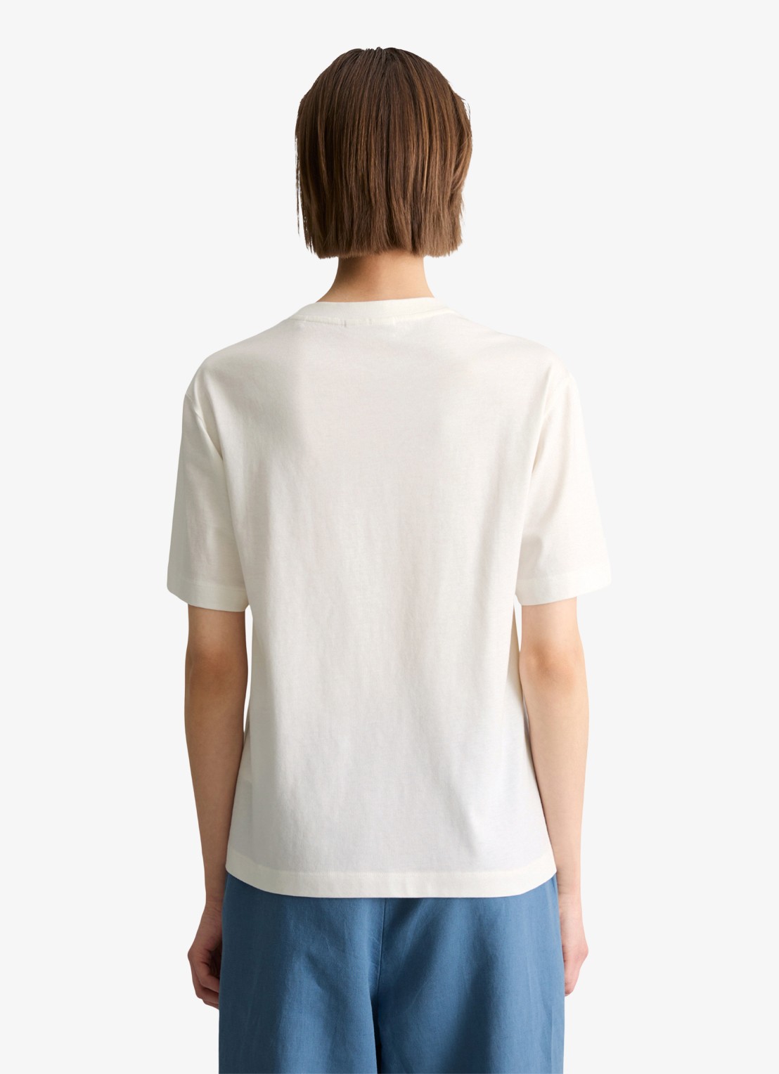 Marc O'Polo Denim T-shirt met ronde hals - achterkant 3 silky white-1183 / wit