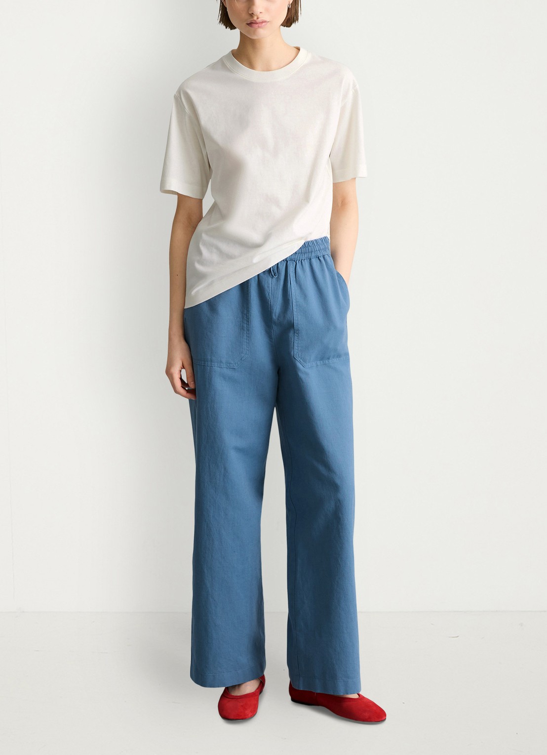 Marc O'Polo Denim T-shirt met ronde hals - voorkant 2 silky white-1183 / wit