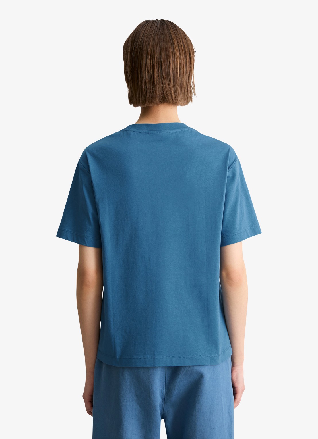 Marc O'Polo Denim T-shirt met ronde hals - achterkant medium blue 4671-4671 / blauw