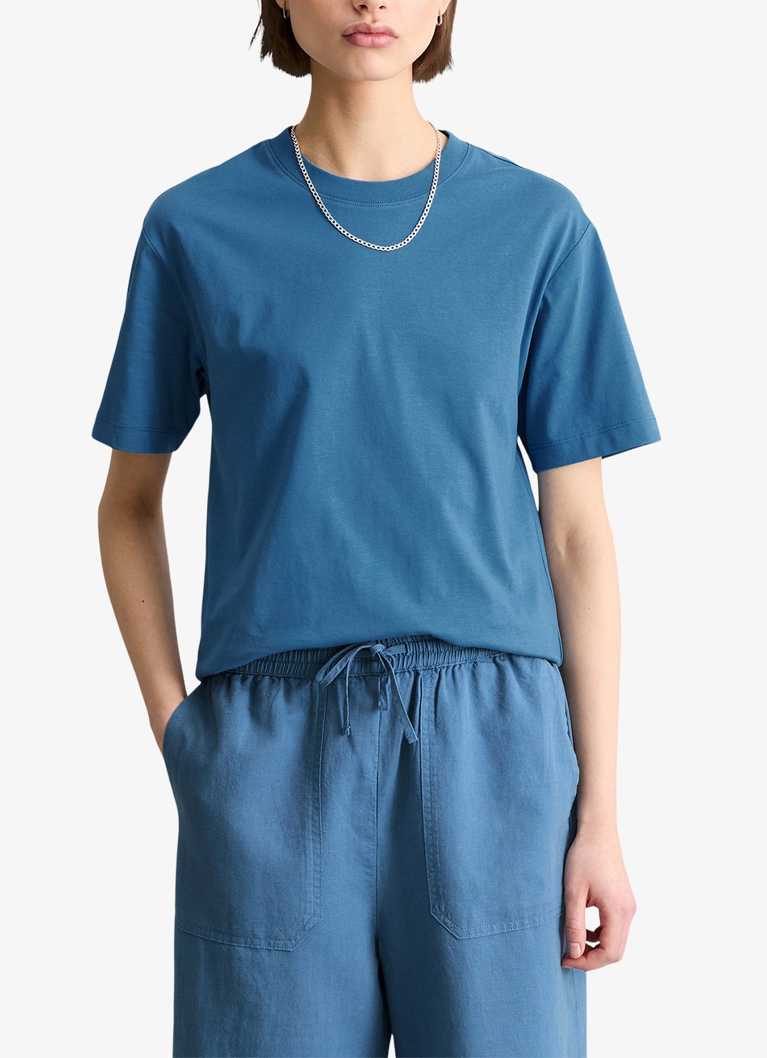 Marc O'Polo Denim T-shirt met ronde hals - detail 4 medium blue 4671-4671 / blauw