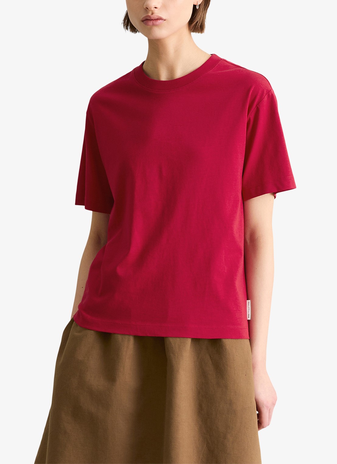 Marc O'Polo Denim T-shirt met ronde hals - detail 4 vivid cherry-6882 / rood