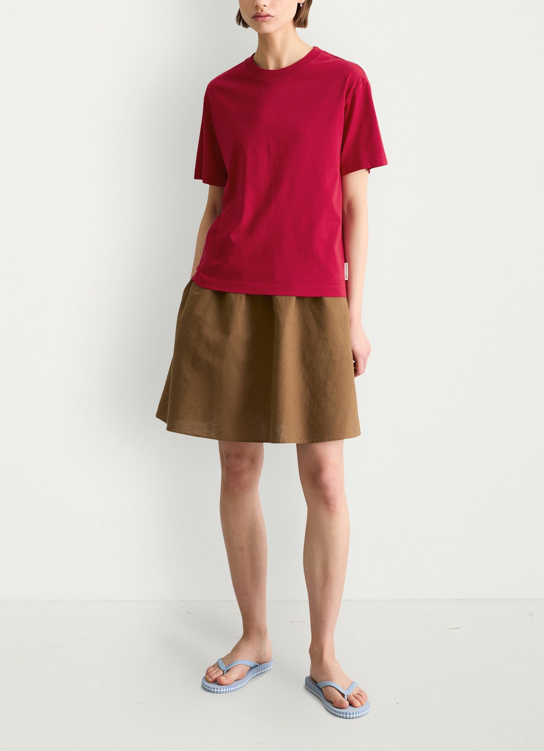 Marc O'Polo Denim T-shirt met ronde hals - voorkant 2 vivid cherry-6882 / rood