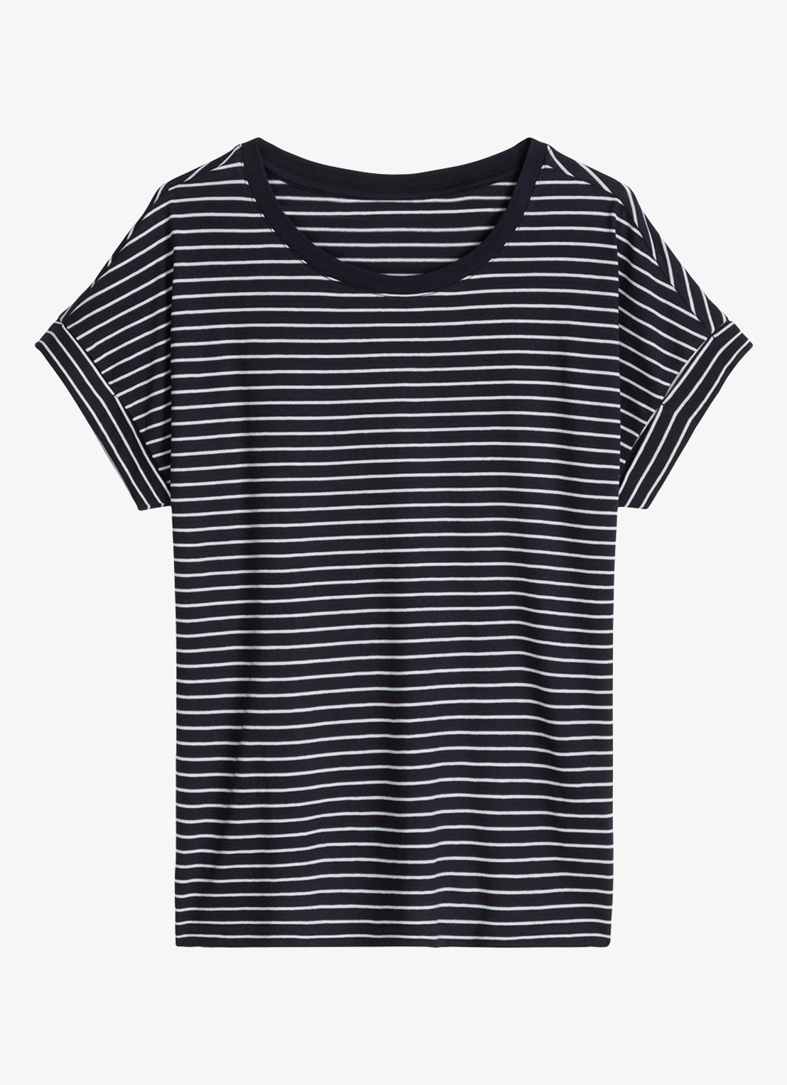 Marc O'Polo Denim T-shirt met streepprint en ronde hals - voorkant dark blue/4443