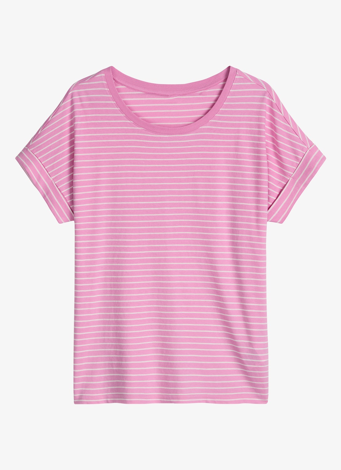 Marc O'Polo Denim T-shirt met streepprint en ronde hals - voorkant 4 light pink/8375