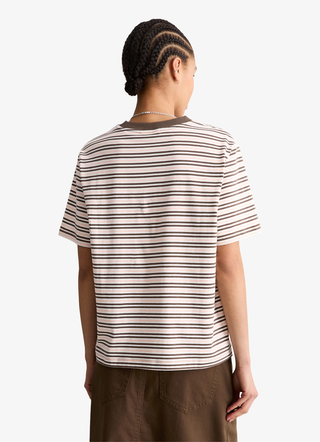 Marc O'Polo Denim T-shirt met streepprint  - achterkant 3 bruin