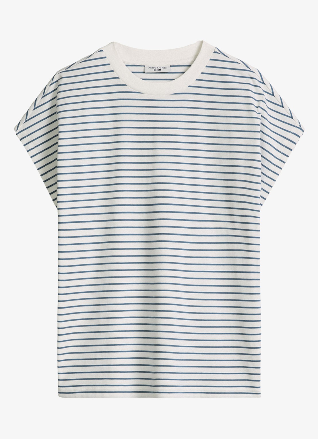 Marc O'Polo Denim T-shirt met streepprint - voorkant 4 blauw
