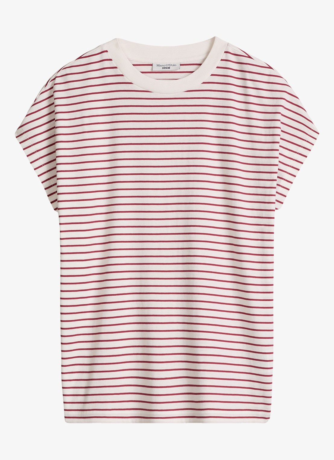 Marc O'Polo Denim T-shirt met streepprint - voorkant dark redmulti02-7027 / rood