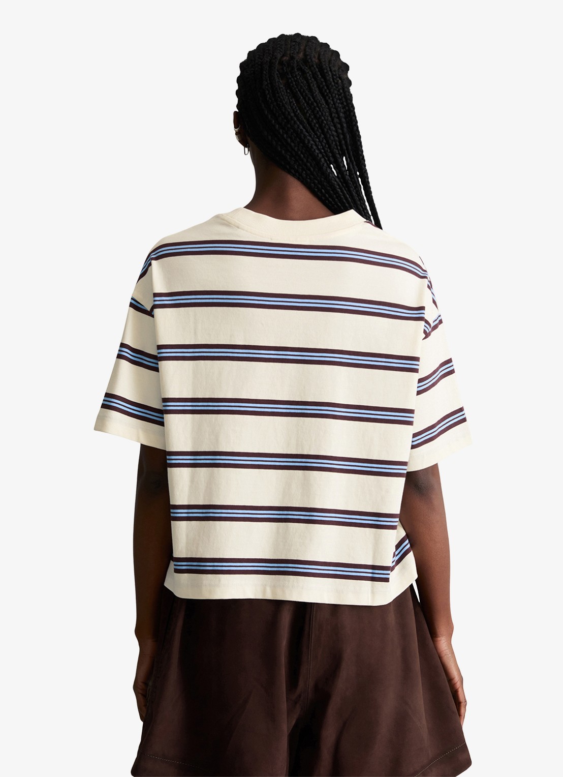 Marc O'Polo Denim T-shirt met streepprint - achterkant 5 offwhite_multi_01-1257 / wit